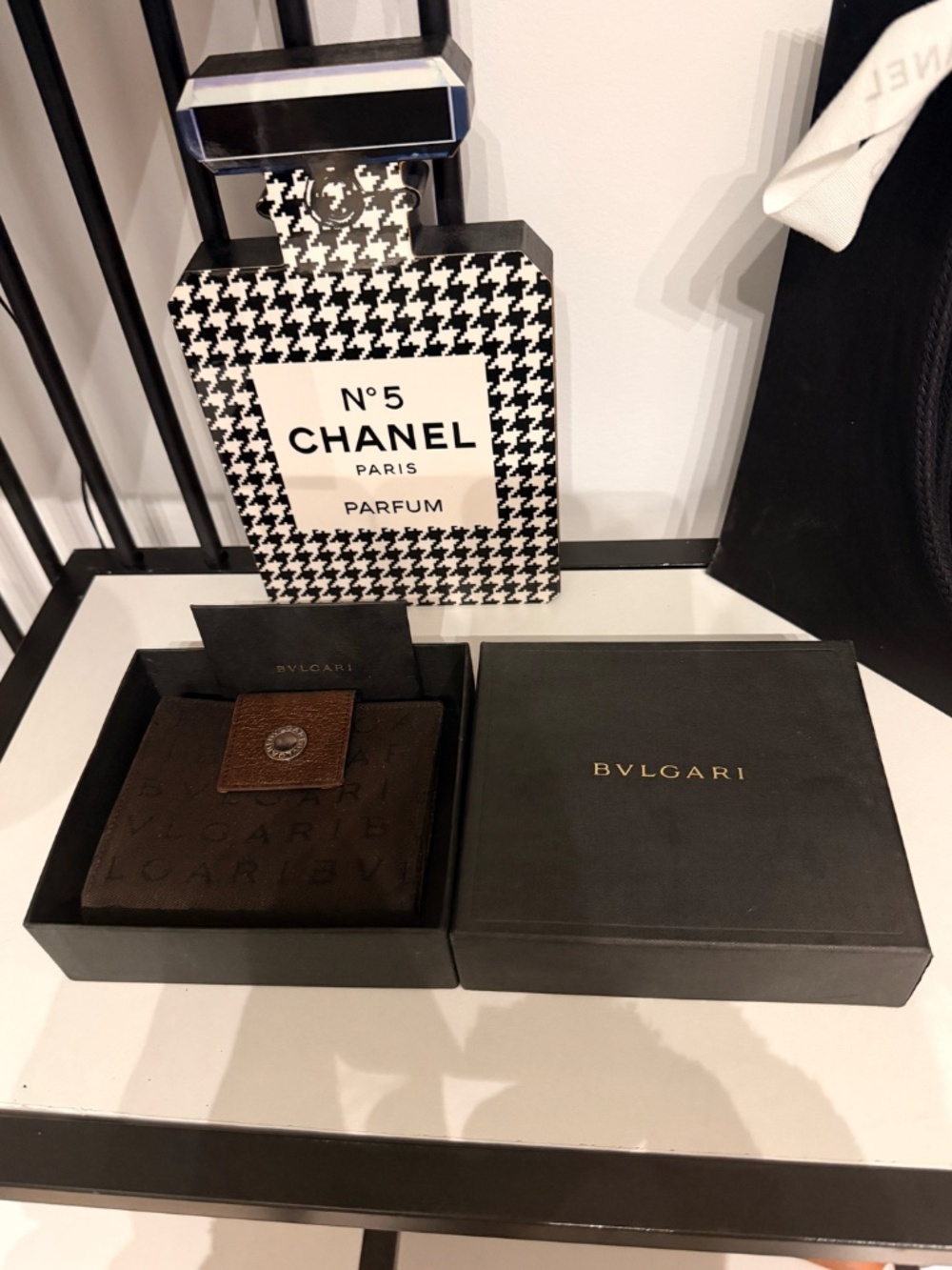 Bvlgari Logomania Brown Compact Bifold Wallet Leather Trim with Box